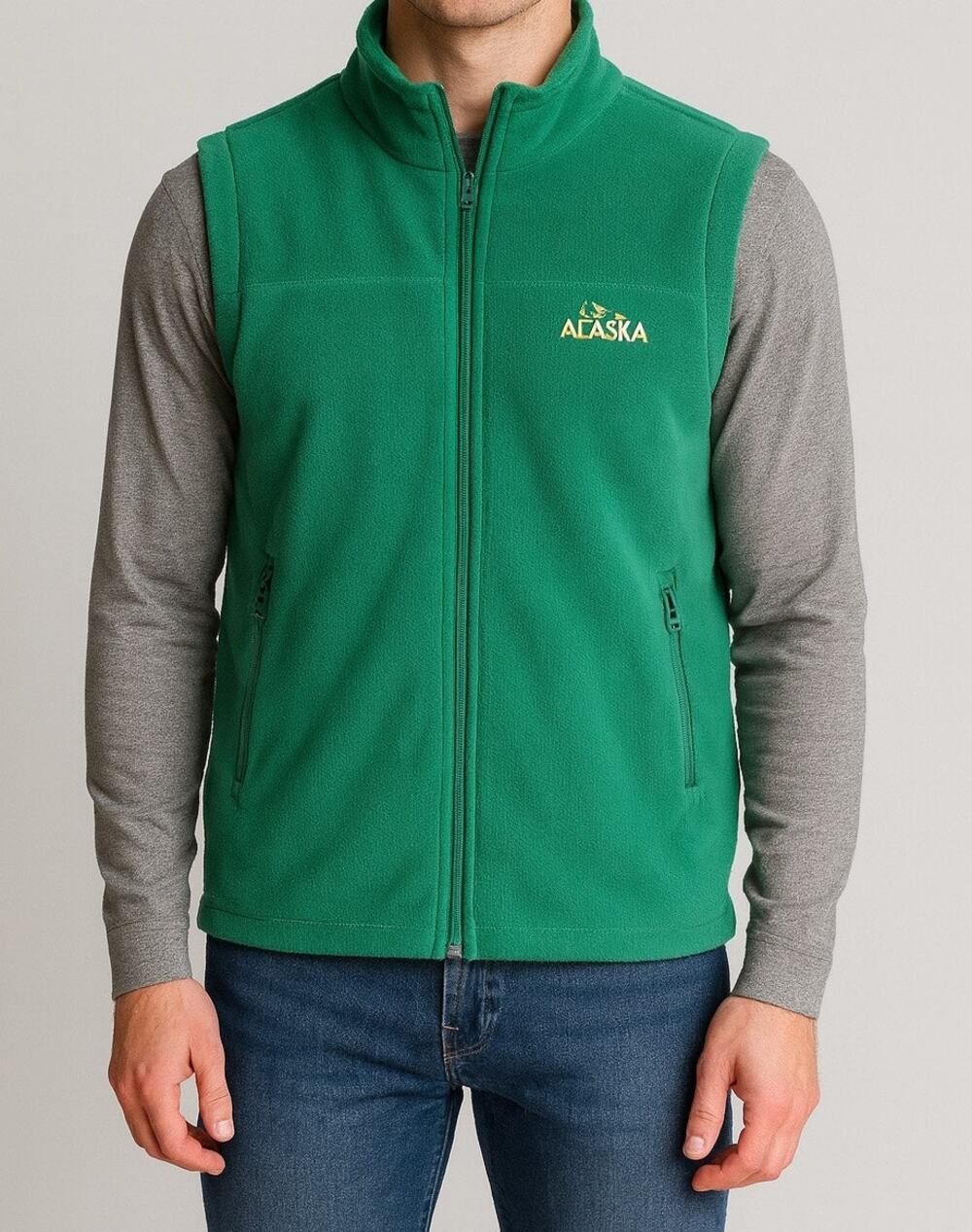 Pure Alaska Unisex Medium Fleece Vest Polyester with Pockets Full Zipper